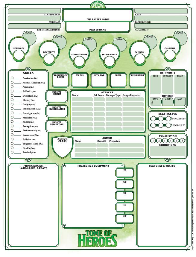 Tome of Heroes Character Sheet